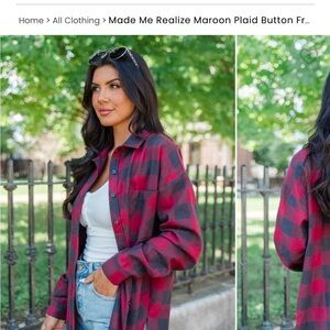 Pink Lily Made Me Realize Plaid Button Up Shirt